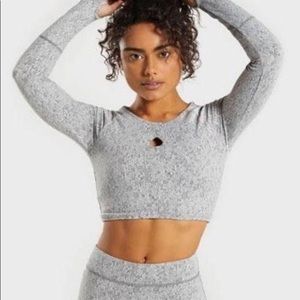 Gymshark Fleur grey long sleeve crop top